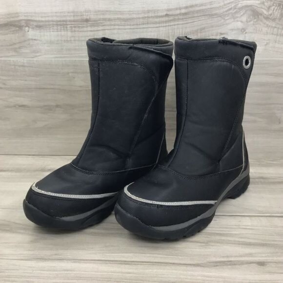 Lands End Boots Youth 5 Black Snow Winter Hook and Loop - Picture 3 of 13